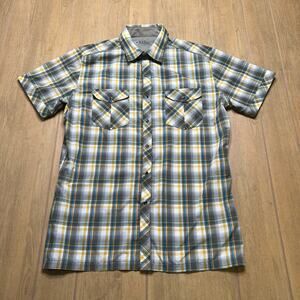 Kuhl Response Plaid Short Sleeve Shirt Mens Sz M Outdoor Hiking Snap Button